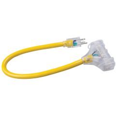 Southwire 2' 12/3 Polar/Solar SEOW Outdoor Trisource Triple Tap Extension Cord (Lighted Ends)