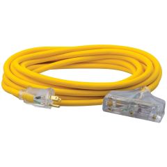 Southwire 25' 12/3 Polar/Solar SJEOW Outdoor Trisource Triple Tap Extension Cord (Lighted Ends)