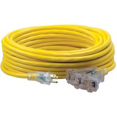 Southwire 50' 12/3 SJTW Outdoor Trisource Triple Tap Extension Cord (Lighted Ends)