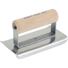 Kraft Tool's 6" x 3" Stainless Steel Cement Edger, Curved Ends 1/4" Radius (Wood Handle)