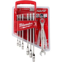 Milwaukee 48-22-9406 SAE Ratcheting Combination Wrench Set, 7pc