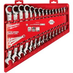 Milwaukee 48-22-9416 SAE Ratcheting Combination Wrench Set, 15pc