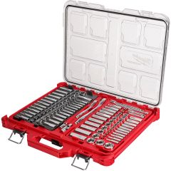 Milwaukee 106pc Ratchet & Socket Set 1/4" and 3/8" Drive Metric & SAE with PACKOUT Low-Profile Organizer