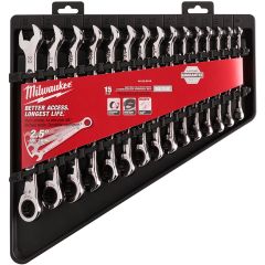 Milwaukee 48-22-9516 Metric Ratcheting Combination Wrench Set, 15pc