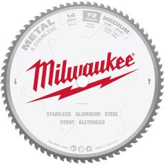 Milwaukee 14" Dia Circular Saw Blade, Metal Cutting, 1" Arbor