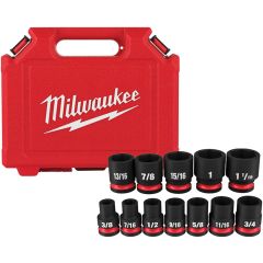 Milwaukee Shockwave 1/2" Drive SAE Standard Impact Socket Set, 12pc