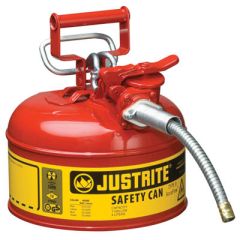 Justrite 1 Gallon Type II AccuFlow™ Red Safety Can with 5/8" Steel Flexible Spout