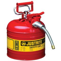 Justrite 2 Gallon Type II AccuFlow™ Red Safety Can with 5/8" Steel Flexible Spout