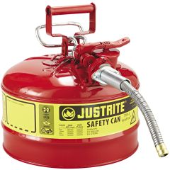 Justrite 2-1/2 Gallon Type II AccuFlow™ Red Safety Can with 5/8" Steel Flexible Spout