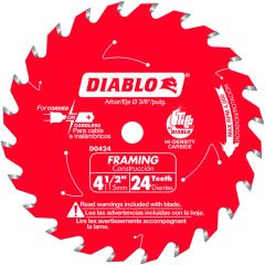 Diablo 4-1/2" x 24T Framing Trim Saw Blade, 3/8" Arbor (D0424X)