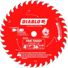 Diablo 4-1/2" x 36T Fine Finish Trim Saw Blade, 3/8" Arbor (D0436X)