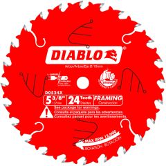 Diablo 5-3/8" x 24T Framing Trim Saw Blade, 10mm Arbor (D0524X)