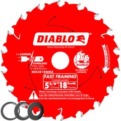 Diablo 5-3/8" x 18T Fast Framing Trim Saw Blade, 20mm Arbor (D053818WMX)