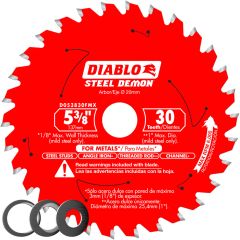 Diablo 5-3/8" x 30T Metal Cutting Saw Blade, 20mm Arbor (D053830FMX)