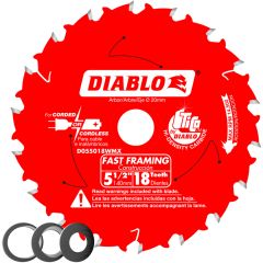 Diablo 5-1/2" x 18T Fast Framing Trim Saw Blade, 20mm Arbor (D055018WMX)