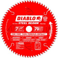 Diablo 7" Dia Circular Saw Blade, Steel Cutting, 20mm Arbor