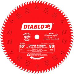 Diablo 10" x 80T Ultra Finish Saw Blade, 5/8" Arbor (D1080X)