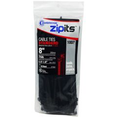 Cambridge 8" Cable Ties (75 lb Tensile) (UV Black) (100 pack)